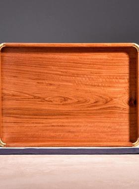 缅花独板托盘酒店居家放茶杯水果盘子长方形家用干泡台配创意餐盘