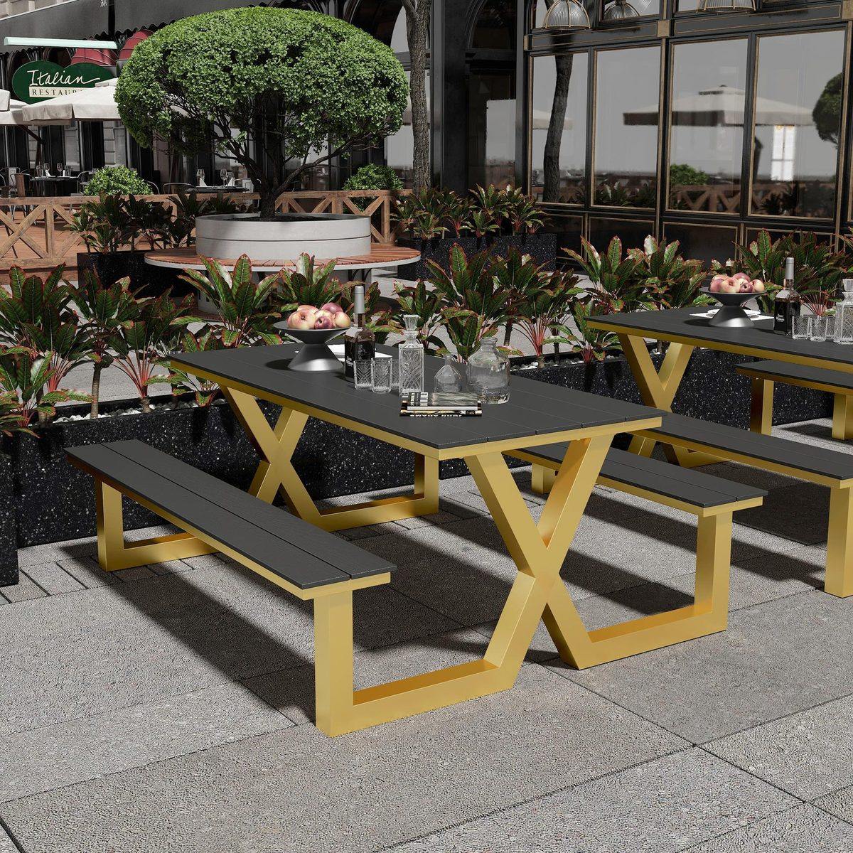 现代户外连体公园桌椅组合简约庭院坐椅室外露天长凳广场户外桌椅,淘宝优惠券,粉丝福利购,淘宝优惠卷