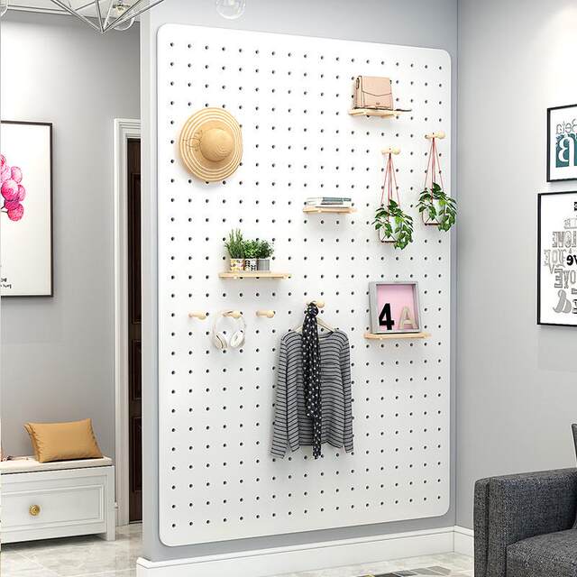 Solid wood hole board living room entrance wooden partition board accessories wall cover storage placement direct sales