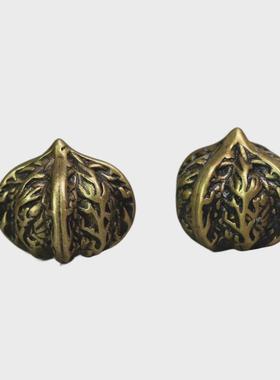 实心纯铜核桃手把件文玩核桃健身球把玩件送老人长辈按摩手球一对