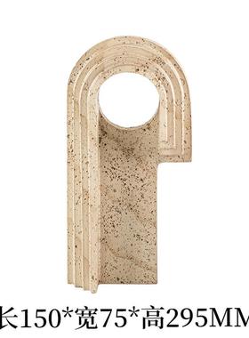 抽象侘寂几何不规则门洞摆件现代玄关客厅样板间仿洞石艺术装饰品