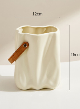 简约白色陶瓷花瓶水养北欧现代创意家居客厅餐桌干花插花装饰摆件