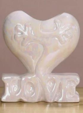 轻奢心形创意摆件陶瓷工艺品现代家居客厅酒柜餐厅装饰品花插