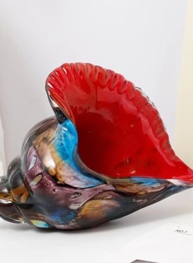 热销现代简约纯手工古法琉璃贝壳海螺摆件海洋动物装饰品玄关工艺
