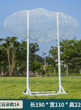 户外不锈钢铁艺镂空网红云朵雕塑楼盘小区广场草坪装饰玻璃钢摆件