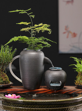 严选循环流水高低陶罐套餐古法养鱼庭院鱼缸造景摆件阳台室外鱼池