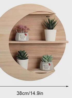 简约木质墙壁收纳架月牙圆形置物架壁挂式客厅收纳架桌面置物架