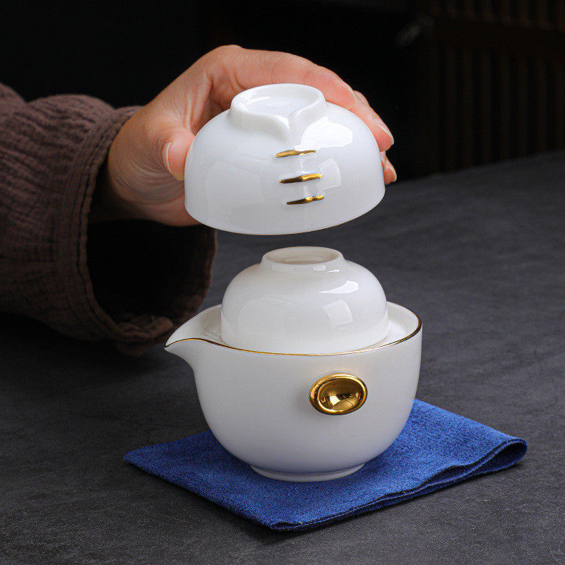 羊脂玉瓷手抓壶便携户外旅行茶具套装元旦公司年会商务礼品加logo,淘宝优惠券,粉丝福利购,淘宝优惠卷