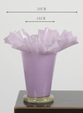 中颜极简甜甜圈绿色琉璃花瓶玻璃高级感陶瓷大小ins风高古风值