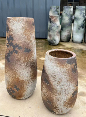 热销复古文艺粗陶瓷大号花瓶插干花客厅装饰摆件仿真花怀旧落地大