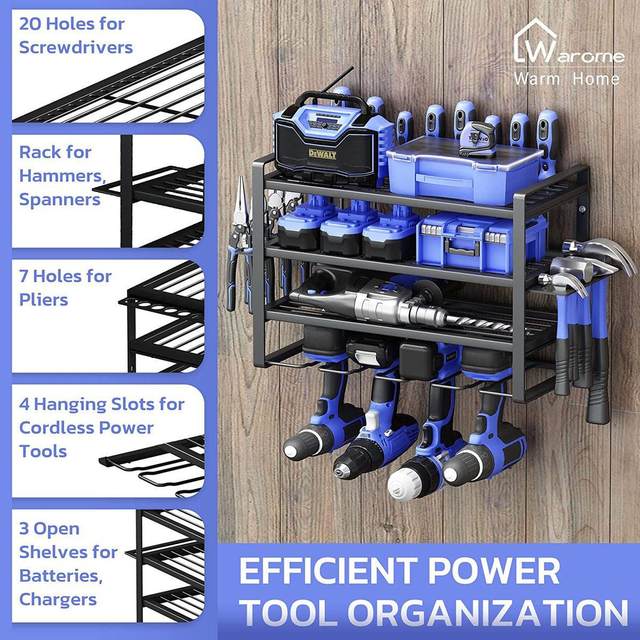 New four-layer wall-mounted power tool storage rack heavy duty floating tool rack handheld electric drill storage rack