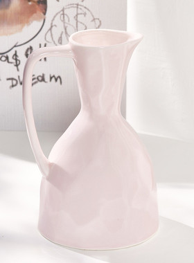 蜀门ins粉色冰裂北欧陶瓷干花瓶落地家居装饰品摆件客厅插花花瓶