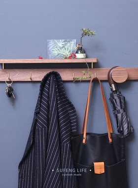 创意北欧木质挂钩墙壁门后玄关打孔墙上壁挂实木衣帽钩卧室衣帽架