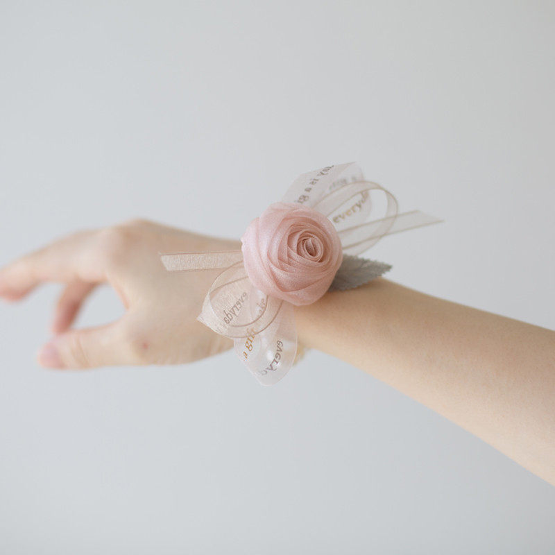 花亦秋季新款结婚韩式新娘粉色手腕花珍珠手链伴娘手环新郎胸针,淘宝优惠券,粉丝福利购,淘宝优惠卷