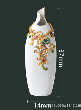 创意珠宝珐琅彩女神轻奢陶瓷花瓶摆件批发客厅电视酒柜家居装饰品