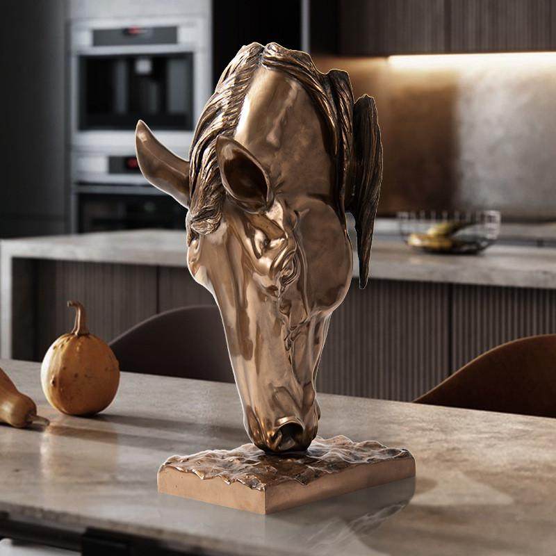 冷铸铜迎宾马头桌面摆件客厅电视柜酒柜玄关办公室装饰品乔迁送礼,淘宝优惠券,粉丝福利购,淘宝优惠卷