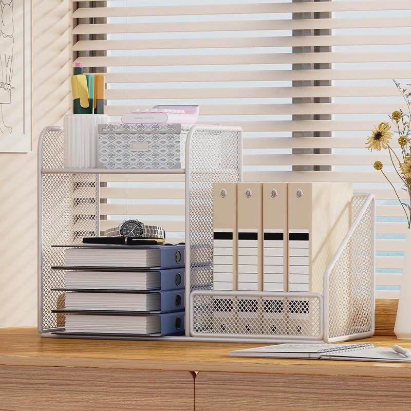 桌面文具收纳盒多层大容量书架书桌上学习用品储物整理杂物办公室,淘宝优惠券,粉丝福利购,淘宝优惠卷