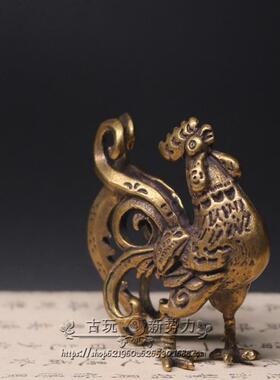 纯铜生肖鸡站立雄鸡黄铜金鸡一鸣惊人大公鸡铜鸡铜饰品桌面摆件