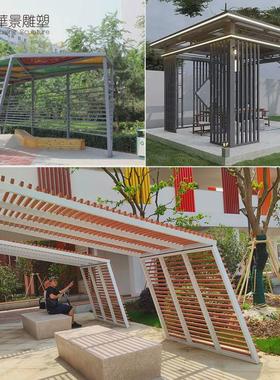 雕塑厂家户外广场公园小区景观廊架创意凉亭金属钢结构不锈钢廊架