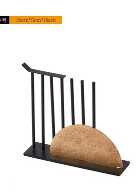 新中式台玄关家居软装样板房客厅电视柜书房文案金属摆件案几布置