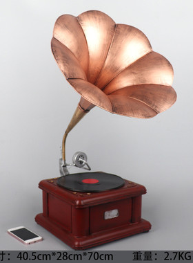 复古留声机模型摆件创意装饰品家居酒吧房间布置酒柜摆设手工艺品