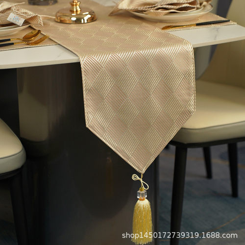 热销桌旗轻奢风格美式高级简约奢华高端长条一体绿色高档茶席加宽 - 图0