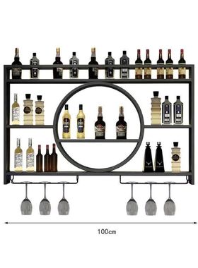 吧台墙上酒柜壁挂式酒架工业风家用新款铁艺酒架酒吧餐厅酒架挂墙