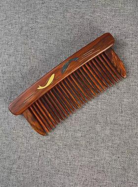 紫光檀的齿木梳手工插齿镶嵌彩贝木梳檀木梳不摔插梳子按摩梳