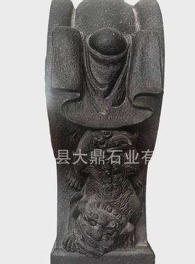 石雕门墩抱鼓石一对青石仿古做旧麒麟小象石狮子家用门口石鼓石墩