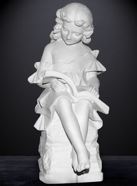 艺伯乐石膏像读书看书雕塑50cm素描美术教具女孩头像雕像模型摆件