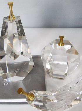 简约轻奢水果水晶创意摆件件铜销售中心样板间客厅卧室软装饰品