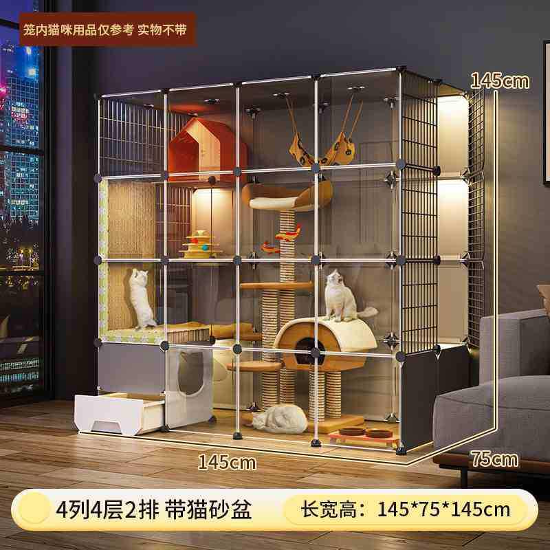 麓f猫笼子超大自由空间家用室内猫咪别墅猫砂盆猫窝架爬厕所一体 - 图3