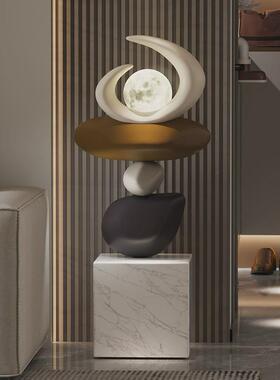 艺贝子石来运转创意重叠石头雕塑装饰摆件酒店大堂落地走廊售楼处