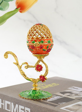 2024年精美复活节彩蛋创意家居摆件珐琅彩绘镶钻金属工艺品礼品