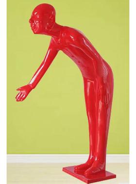 玻璃钢迎宾卡通人物雕塑酒店门口迎宾人饭店鞠躬雕塑