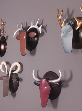 热销复古怀旧铁艺动物头壁饰牛头鹿头酒吧网咖墙饰墙上装饰挂件创