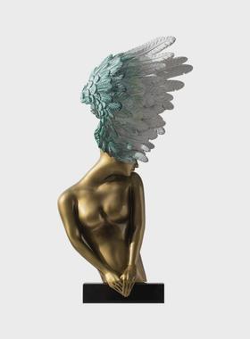 艺贝厂家直销创意艺术人物雕塑摆件天使女孩设计师软装样板间大堂