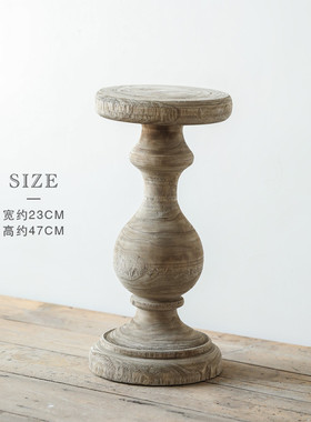 泡桐木柱形花架民宿客厅落地实木阳台置物架大摆件木质工艺品