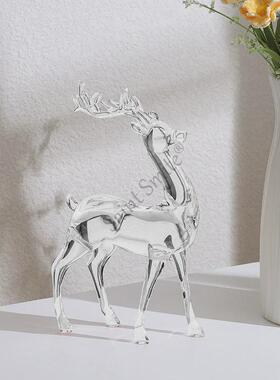麋鹿亚克力一鹿有你客厅桌面透明摆件圣诞麋鹿轻奢简约亚克力摆件