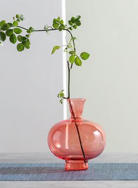 束刻高级感干花透明花瓶餐厅办公桌玻璃花插容器家居装饰品摆件