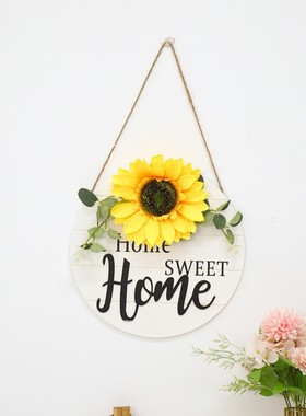 新品厂家直供欢迎田园home圆形木质装饰挂门牌家居创意挂牌