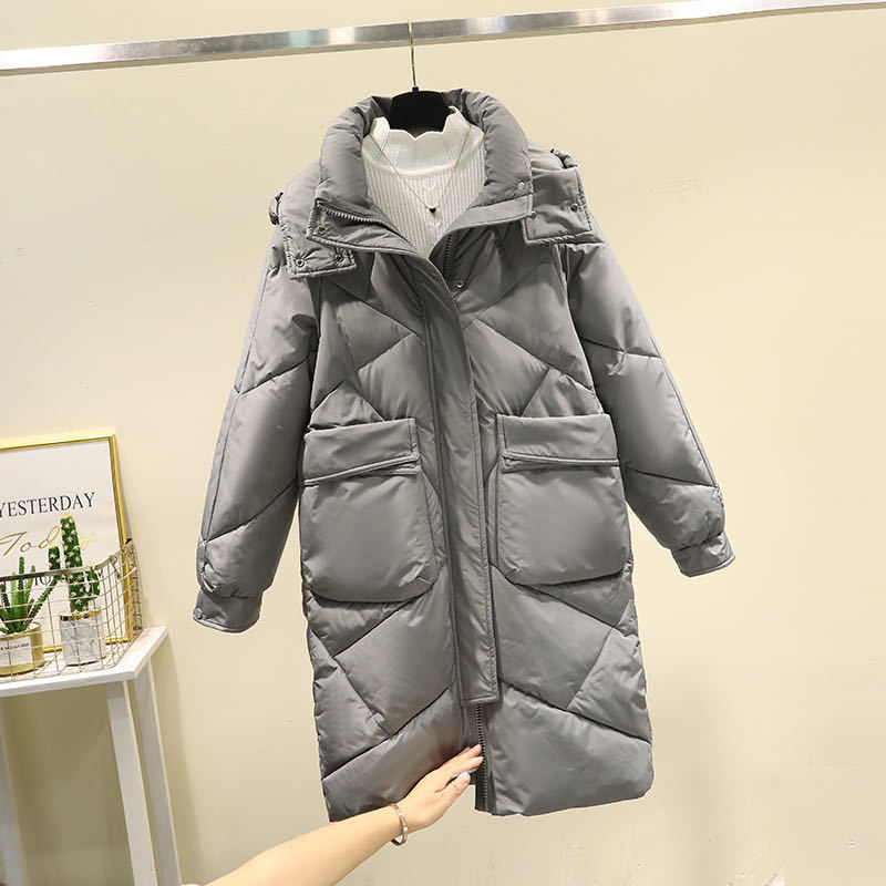 棉服女中长款2024新款宽松大码ins面包服冬加厚羽绒棉衣棉袄 - 图2