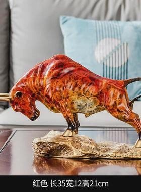 牛气冲天黄铜牛桌面摆件装饰品酒柜玄关客厅电视柜新房乔迁伴手礼