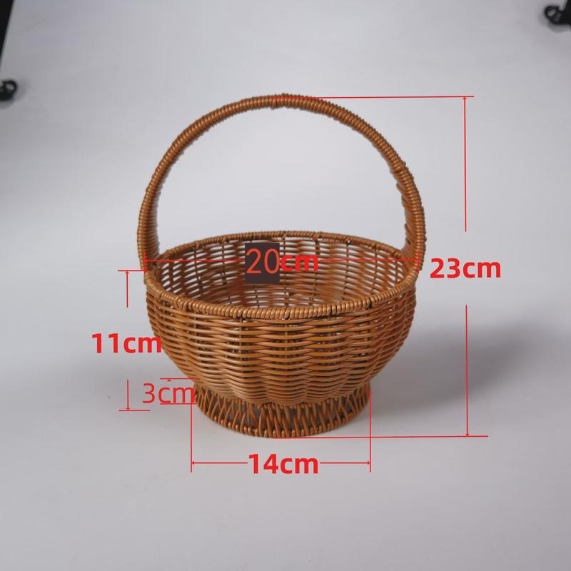 仿藤铁架藤筐提篮竹编手提篮藤编篮子买菜篮子水果篮礼品提篮高脚 - 图2