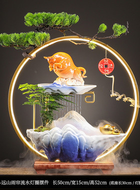 国潮流水创意招手摆件招财猫客厅办公室桌面玄关乔迁新居开业礼品