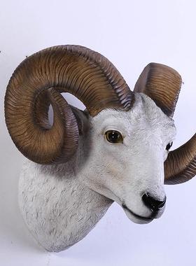 货源羊头欧式装饰壁挂玻璃钢动物装饰家居酒店装修装饰壁挂树
