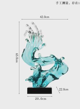 抽象艺术玄关售楼处酒店大堂装饰品摆件雕塑会所大厅透明工艺品