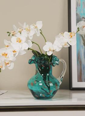 花瓶摆件古风手提中手工琉璃简约客厅玄关餐桌桌面插花花器装