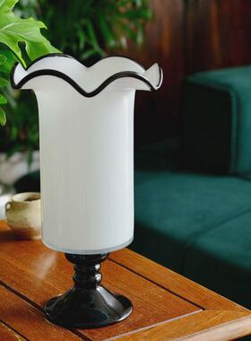 欧式侘寂风拼色手工风灯简约现代花器创意长方形客厅玻璃花瓶