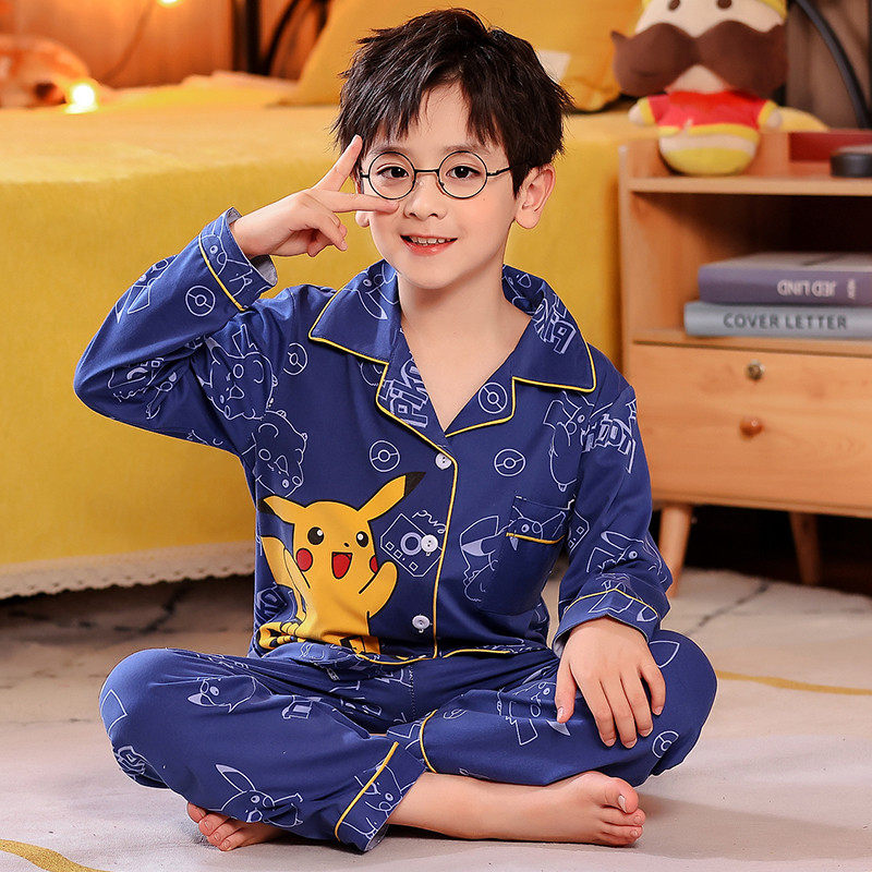 儿童睡衣男宝宝春秋长袖纯棉薄款男孩卡通可爱恐龙家居服开衫套装,淘宝优惠券,粉丝福利购,淘宝优惠卷